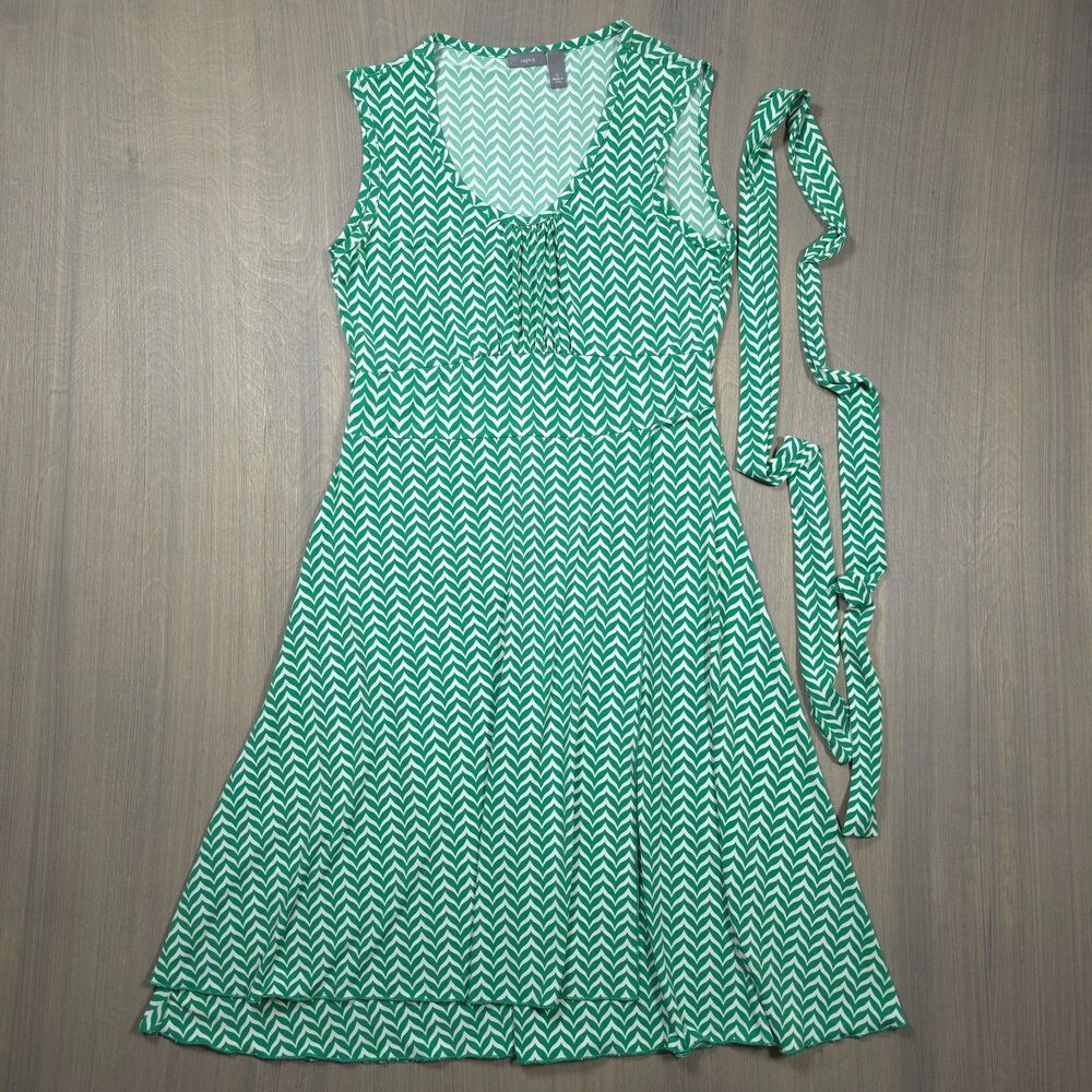 Apt 9 Green White Geometric Chevron Sleeveless Dress Small
